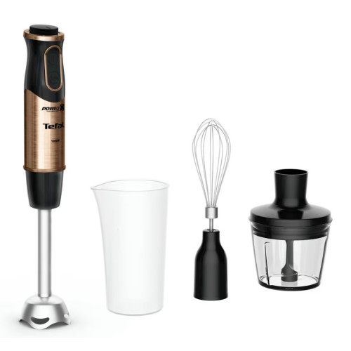 Блендер Tefal заглибний Quickchef 1000Вт, 3в1, чаша-800мл, чопер-500мл, турборежим, чорно-бронзовий
