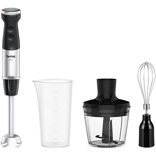 Блендер Tefal заглибний Quickchef+ 1000Вт, 3в1, чаша-800мл, чопер-500мл, турборежим, сріблясто-чорний
