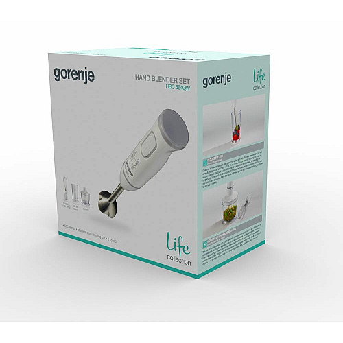 Блендер Gorenje заглибний 560Вт, 4в1, чаша-500мл, подрібнювач, білий