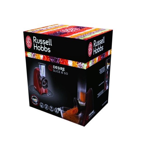 Мультирізка Russell Hobbs Desire Slice&Go, 200Вт, 3 насадки, корпус-пластик, червоний