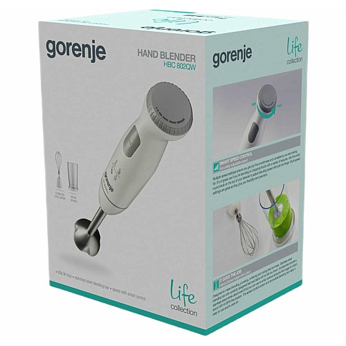 Блендер Gorenje погружной 800Вт, 3в1, чаша-500мл, измельчитель, белый