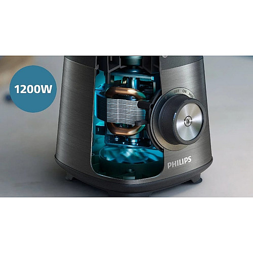 Блендер PHILIPS стационарный Series 5000, 1200Вт, чаша-2000мл, стекло, стакан в комплекте, черный