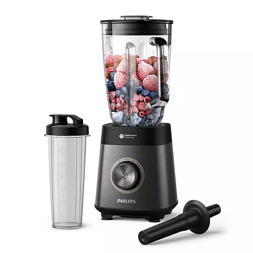 Блендер PHILIPS стационарный Series 5000, 1200Вт, чаша-2000мл, стекло, стакан в комплекте, черный