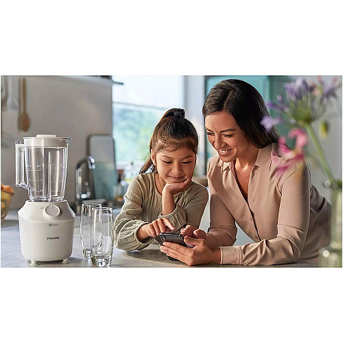 Блендер Philips стационарный 3000 series 450Вт, чаша-1900мл, чоппер, импульсный режим, белый