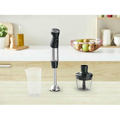 Блендер Tefal погружной Quickchef+ 1000Вт, 2в1, чаша-800мл, чоппер-500мл, турборежим, серебристо-черный