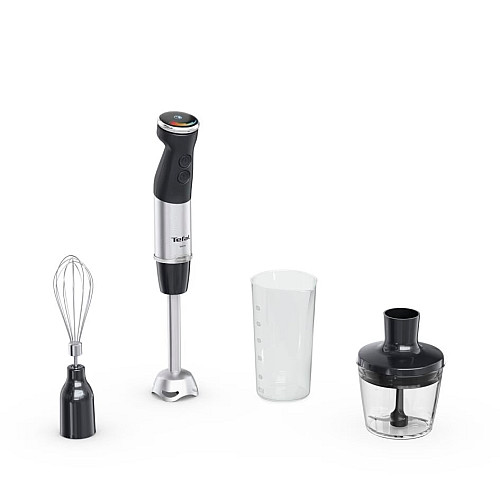 Блендер Tefal заглибний Quickchef+ 1000Вт, 3в1, чаша-800мл, чопер-500мл, турборежим, сріблясто-чорний