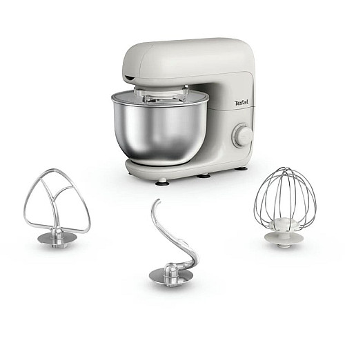 Миксер Tefal планетарный Bake Essential 800Вт, насадки-3, чаша-нерж., металл, 4.8л, белый