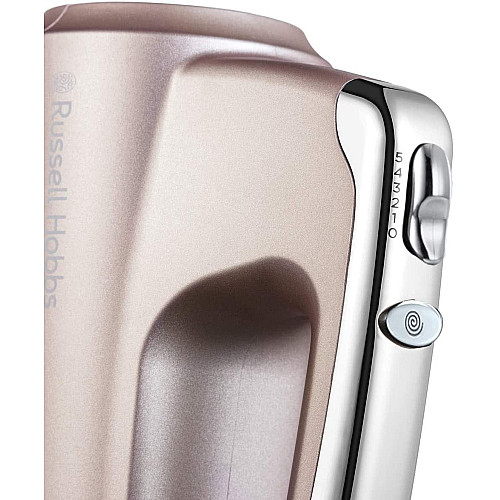 Миксер Russell Hobbs ручной Smoky Quartz, 350Вт, насадки-4, турборежим, серебристый
