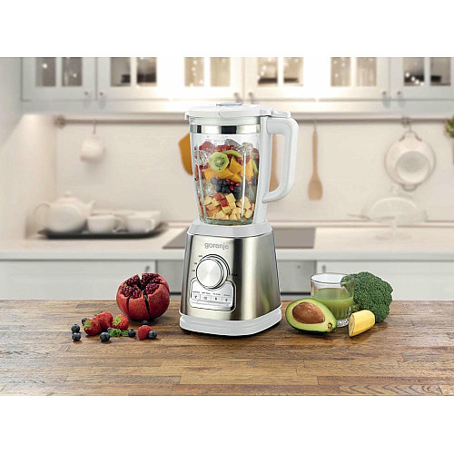 Блендер Gorenje стаціонарний 1400Вт, чаша-1750мл, скло, білий