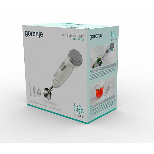 Блендер Gorenje погружной 800Вт, 4в1, чаша-500мл, измельчитель, белый