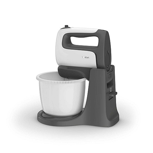 Міксер Tefal стаціонарний  Prep'Mix+ Standbowl 500Вт, насадки-4, чаша-пластик, 2.5л, турборежим, біло-сірий