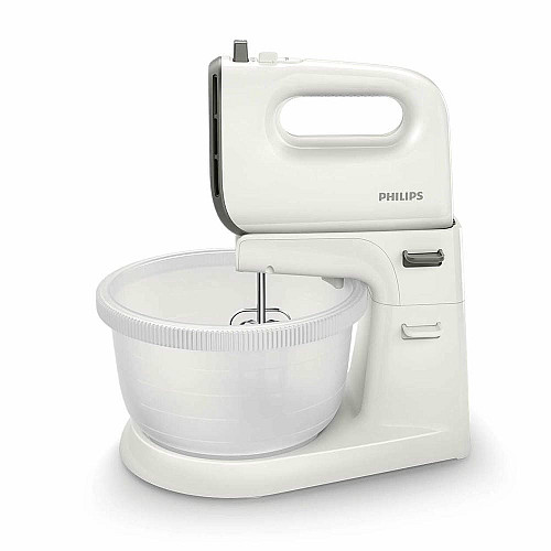 Міксер Philips стаціонарний Viva Collection 450Вт, насадки-4, чаша-пластик, 3л, біло-сірий