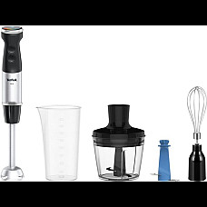 Блендер Tefal заглибний Quickchef+ 1000Вт, 3в1, чаша-800мл, чопер-500мл, турборежим, сріблясто-чорний