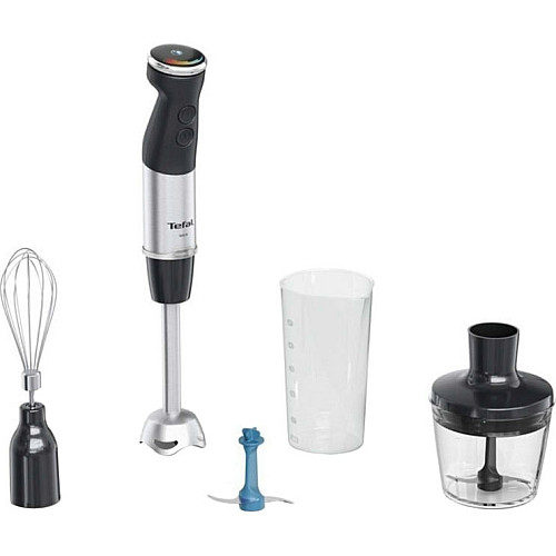 Блендер Tefal заглибний Quickchef+ 1000Вт, 3в1, чаша-800мл, чопер-500мл, турборежим, сріблясто-чорний