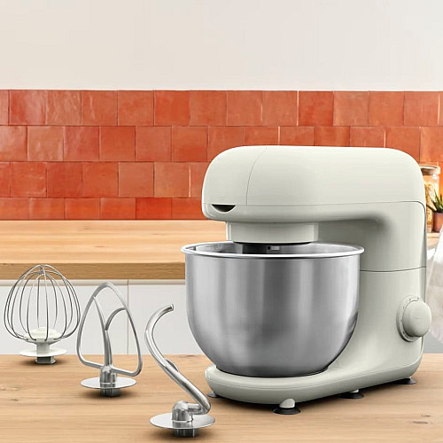 Миксер Tefal планетарный Bake Essential 800Вт, насадки-3, чаша-нерж., металл, 4.8л, белый