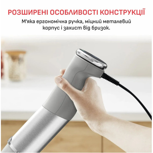 Блендер Tefal заглибний Quickchef+ 1000Вт, 3в1, чаша-800мл, чопер-1000мл, турборежим, сріблясто-сірий