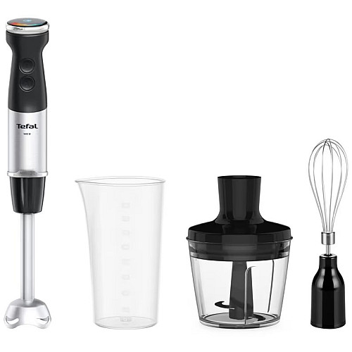 Блендер Tefal заглибний Quickchef+ 1000Вт, 3в1, чаша-800мл, чопер-500мл, турборежим, сріблясто-чорний