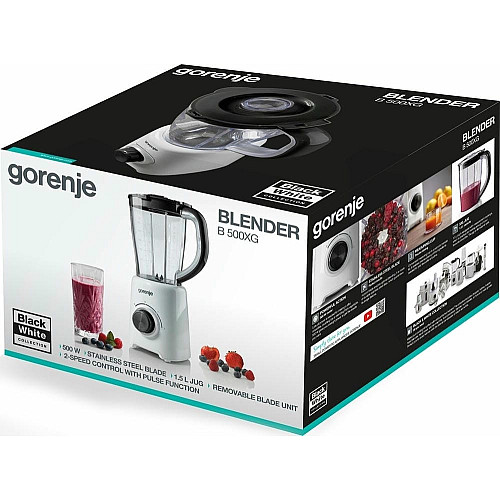 Блендер Gorenje стаціонарний 500Вт, чаша-1500мл, білий
