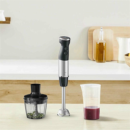 Блендер Tefal погружной Quickchef+ 1000Вт, 2в1, чаша-800мл, чоппер-500мл, турборежим, серебристо-черный