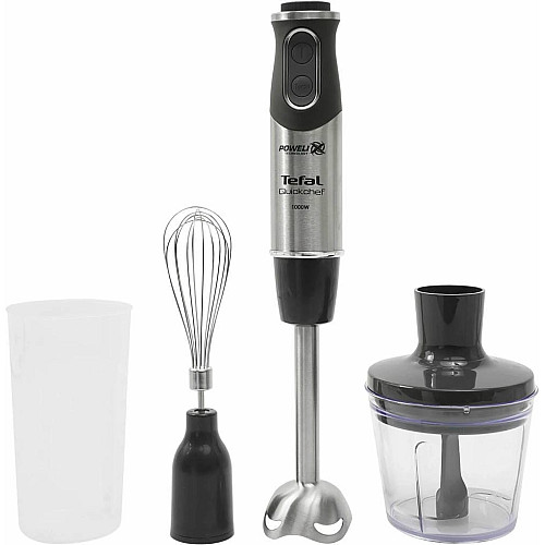 Блендер Tefal погружной Quickchef 1000Вт, 3в1, чаша-800мл, чоппер-500мл, турборежим, серебристо-черный