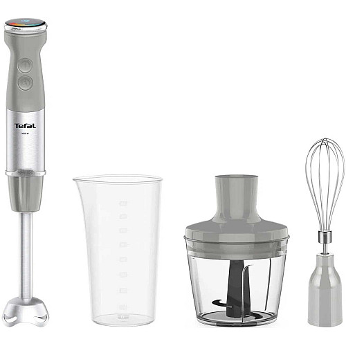 Блендер Tefal заглибний Quickchef+ 1000Вт, 3в1, чаша-800мл, чопер-500мл, турборежим, сріблясто-сірий