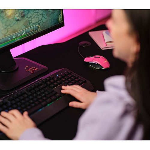 Мышь Trust GXT 109 Felox, RGB, USB-A, розовый