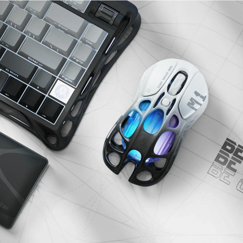 Миша GravaStar Mercury M1 Pro, BT/WL/USB-A, RGB, чорно-білий