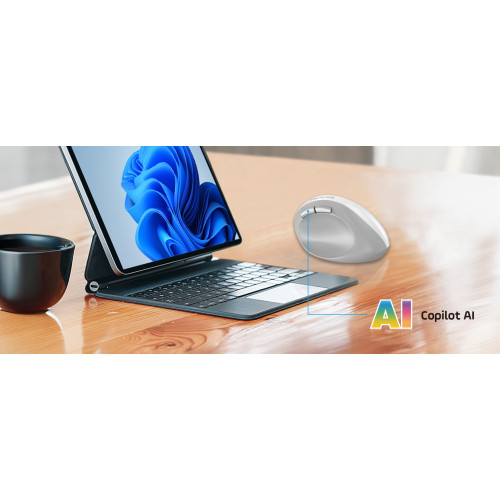 Миша Genius Ergo 8350S, Silent, AI, WL/BT, біло-сірий