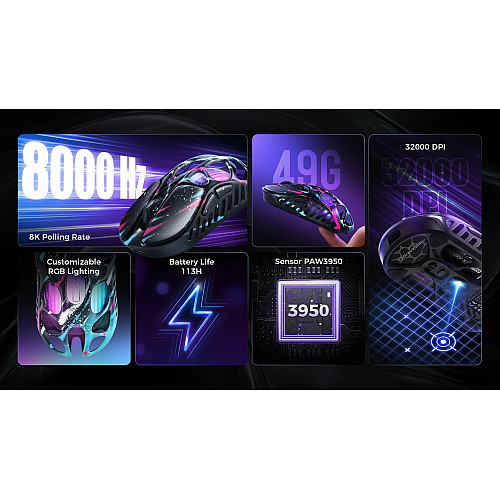 Миша GravaStar Mercury X Pro, 8K, BT/WL/USB-A, RGB, Neon Graffiti