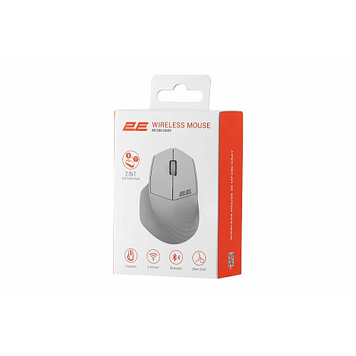 Мышь 2E MF280 Silent, WL/BT, серый