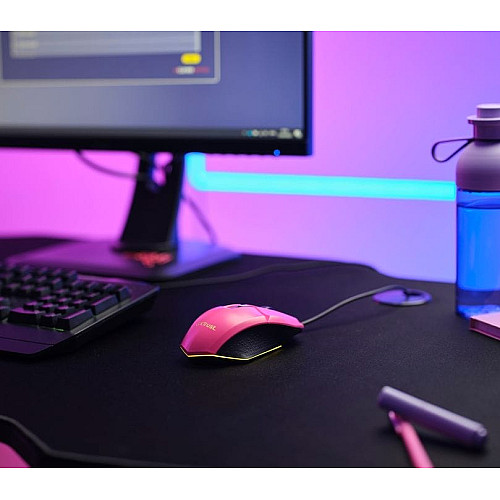 Мышь Trust GXT 109 Felox, RGB, USB-A, розовый