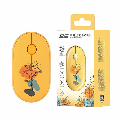 Миша 2E MF300 FLORA:POPPY Silent WL BT, жовтий