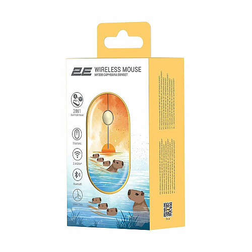 Миша 2E MF300 CAPYBARA:SUNSET Silent WL BT, жовтий