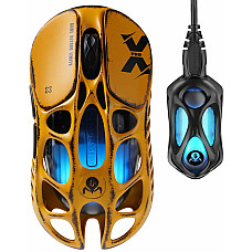 Мышь GravaStar Mercury X Pro, 8K, BT/WL/USB-A, RGB, Battle-Worn Yellow