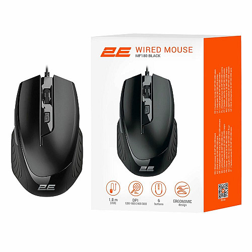 Миша 2E MF180, USB-A, чорний