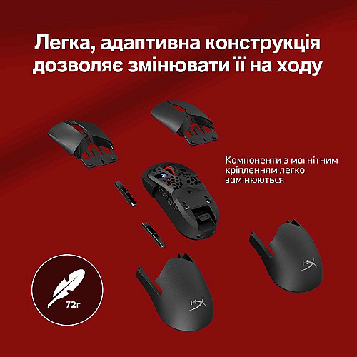 Миша HyperX Pulsefire SAGA PRO, RGB, USB-A/WL/BT, чорний