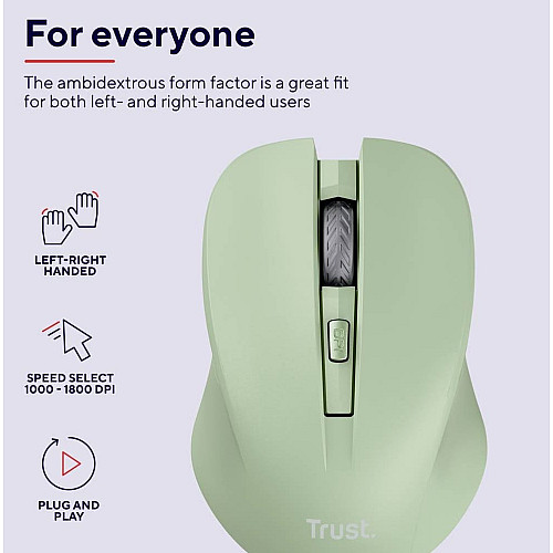 Мышь Trust Mydo Silent, WL, зеленый
