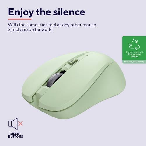 Мышь Trust Mydo Silent, WL, зеленый