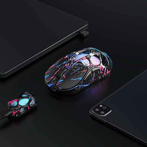 Миша GravaStar Mercury X Pro, 8K, BT/WL/USB-A, RGB, Neon Graffiti