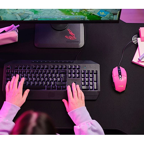 Мышь Trust GXT 109 Felox, RGB, USB-A, розовый
