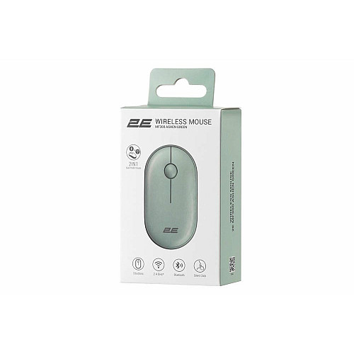 Мышь 2E MF300 Silent, WL/BT, пепельно-зеленый