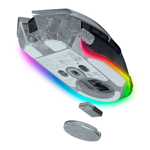 Миша Razer Basilisk V3 Pro 35K, RGB, USB-A/WL/BT, Phantom White Ed.