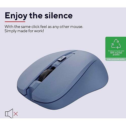 Мышь Trust Mydo Silent, WL, синий