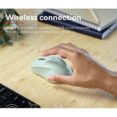 Мышь Trust Mydo Silent, WL, зеленый