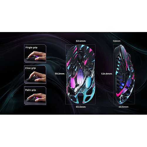 Миша GravaStar Mercury X Pro, 8K, BT/WL/USB-A, RGB, Neon Graffiti
