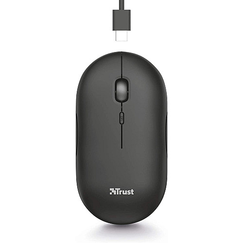 Миша Trust Puck Rechargeable,  Ultra-Thin,  BT/WL,  Silent,  чорний