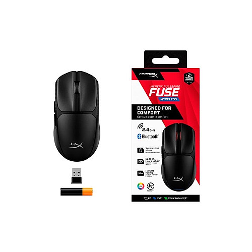 Мышь HyperX Pulsefire FUSE, RGB, USB-A/WL/BT, черный