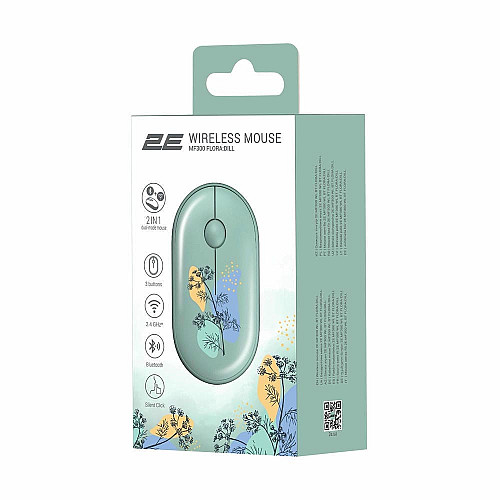 Миша 2E MF300 FLORA:DILL Silent WL BT, зелений