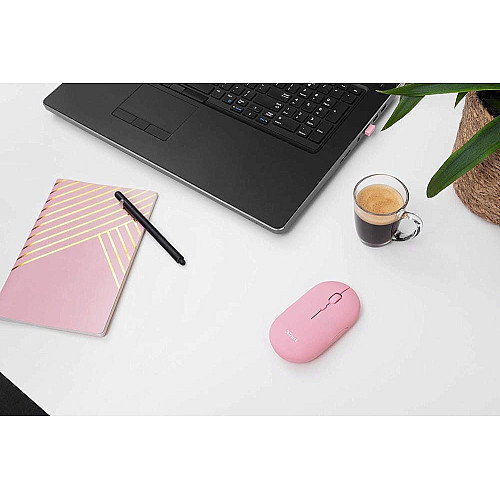 Миша Trust Puck Rechargeable,  Ultra-Thin,  BT/WL,  Silent, рожевий