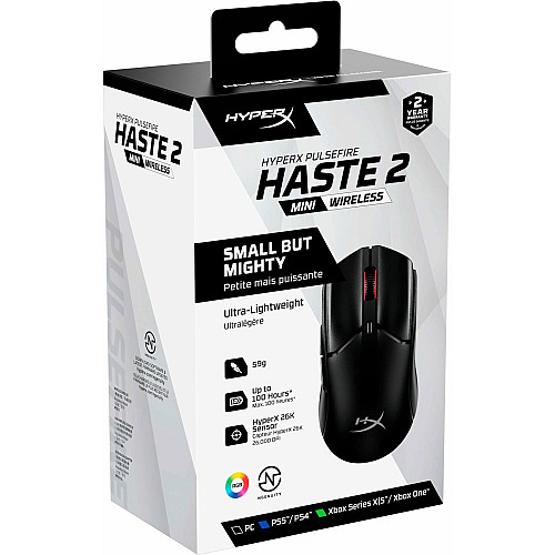 Миша HyperX Pulsefire Haste 2 mini, RGB, USB-A/WL/BT, чорний